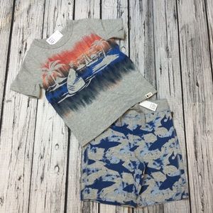 Gap Boy 18 24 2T 3T 4T Shark Shirt & Shorts Outfit